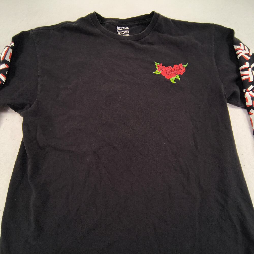 Broken Promises Crew Neck Graphic Long Sleeve T Shirt Adult Mens Size L Black